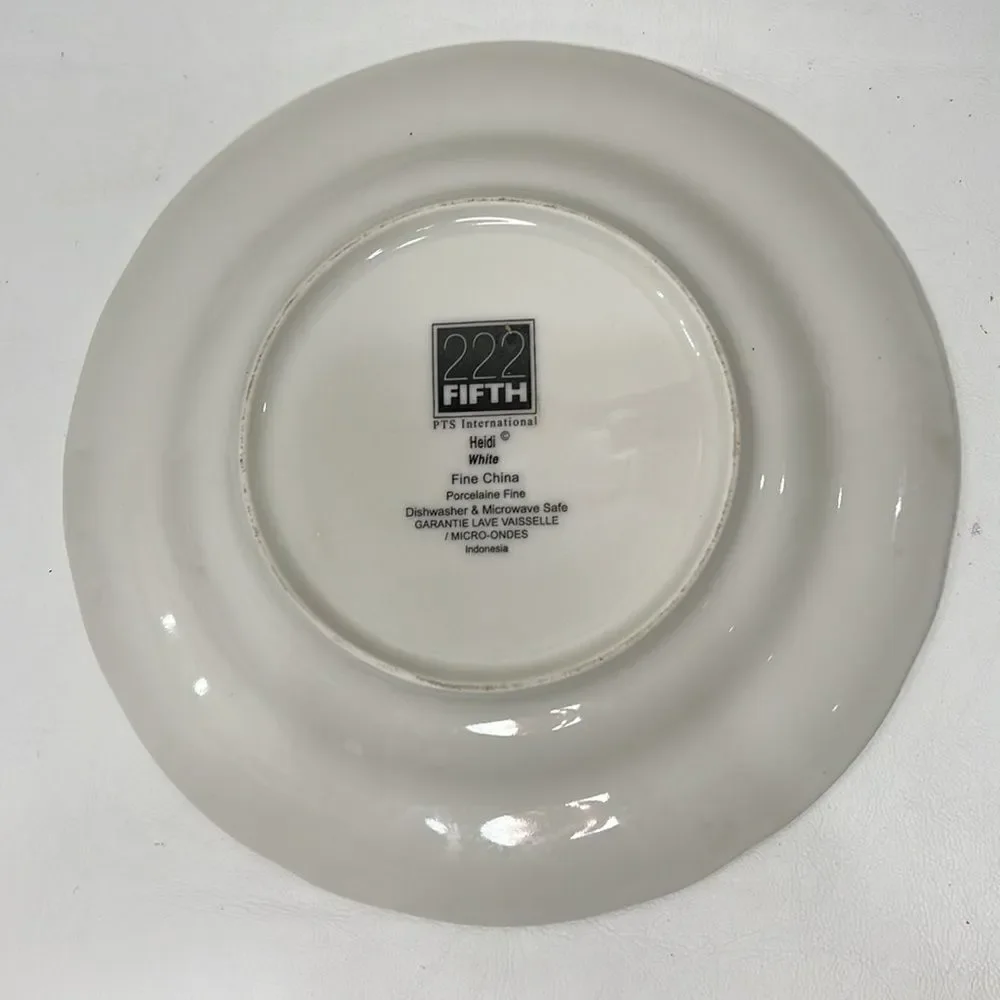 222 Fifth Saucer 8 1/2 Inches Round Heidi White Porcelain Fine China Indonesia